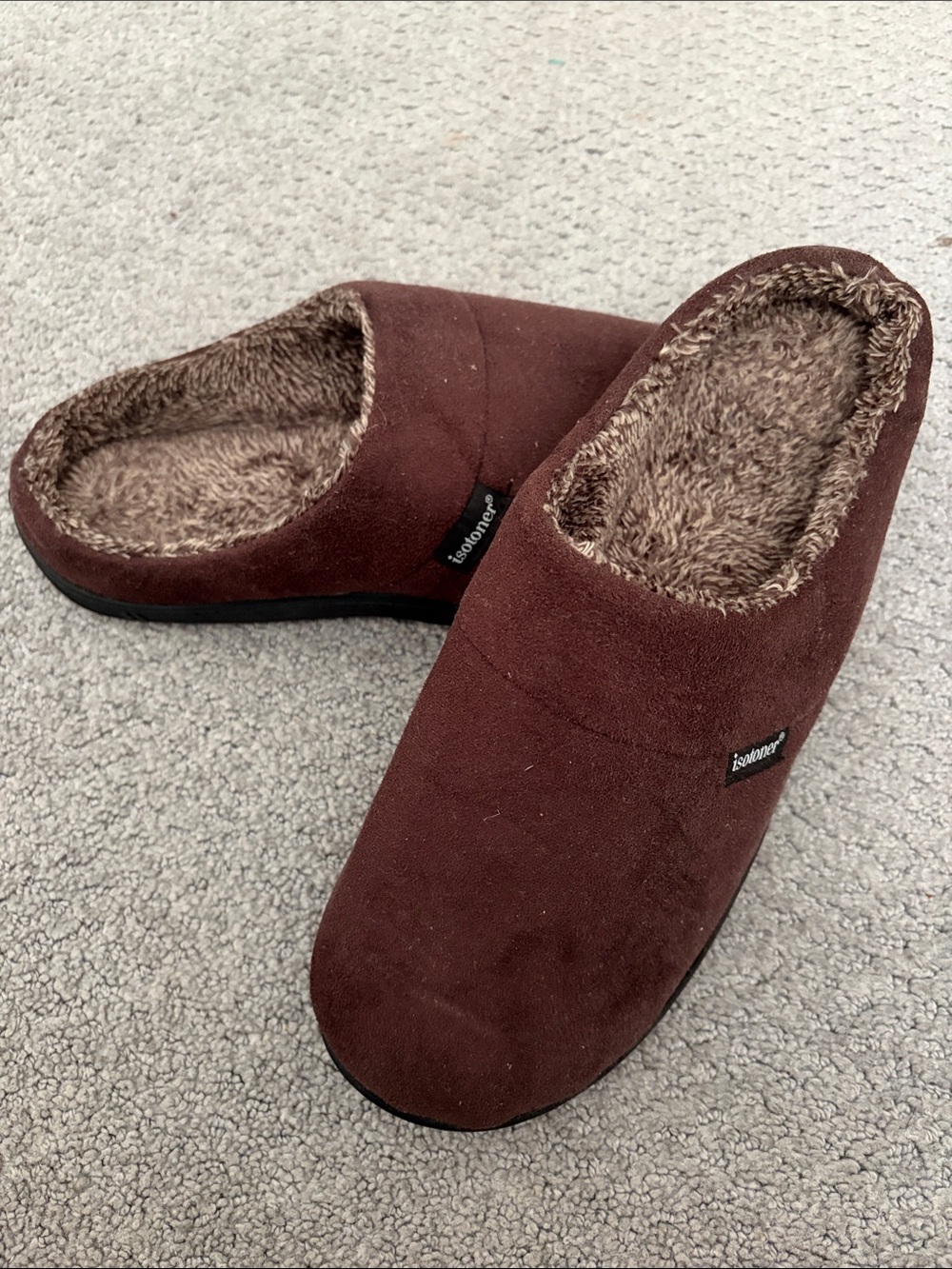 isotoner Men's Dark Brown Plush-Lined Slip-Ons